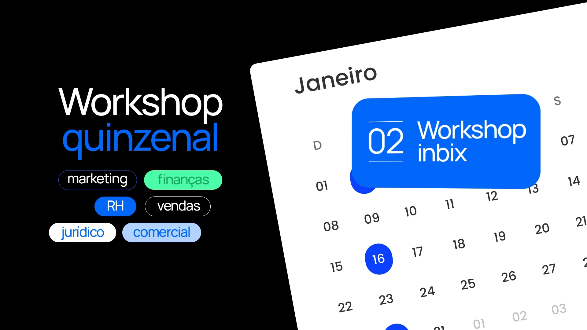 Calendário com a agenda dos workshops quinzenais de IA