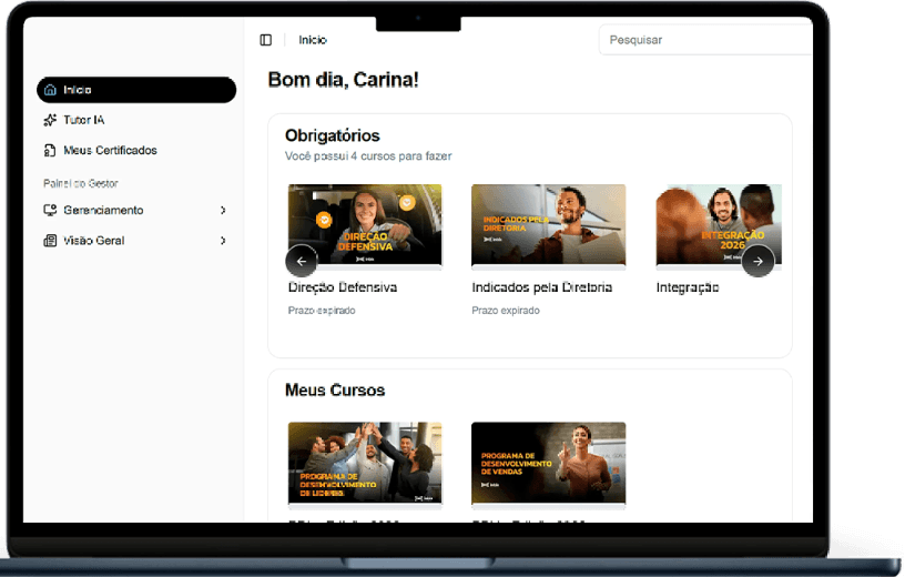 Plataforma Inbix com cursos publicados