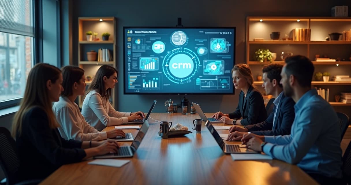 Equipe discutindo diferentes ferramentas tecnológicas para vendas