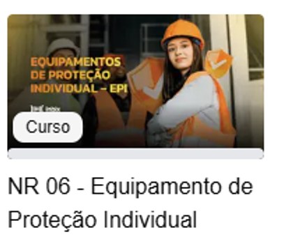 Card do treinamento NR 06 de equipamento de proteção individual no catálogo da plataforma Inbix