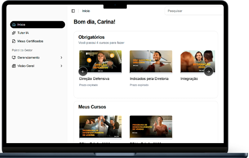 Plataforma Inbix com cursos publicados